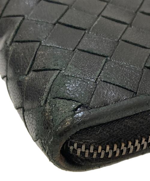 BOTTEGA VENETA（ボッテガベネタ）BOTTEGA VENETA (ボッテガベネタ) イントレチャートラウンドジップウォレット ブラックの古着・服飾アイテム