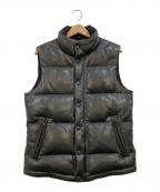 green label relaxingグリーンレーベルリラクシング）の古着「ラムレザーダウンベスト」｜ブラック