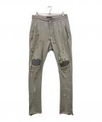 AMIRIアミリ）の古着「蛇腹クラッシュ加工バイカースウェットパンツ」｜グレー