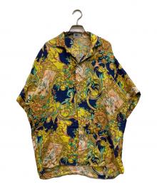 V2 BY VERSACE（ヴェルサーチ V2）の古着「バロック 総柄シルクシャツ」｜イエロー×ネイビー