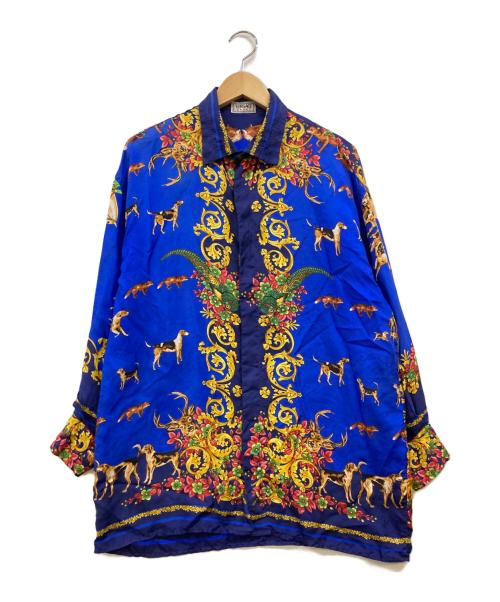 VERSACE Sport（ヴェルサーチ スポーツ）VERSACE Sport (ヴェルサーチ スポーツ) ドッグプリント総柄シルクシャツ ブルー サイズ:48の古着・服飾アイテム