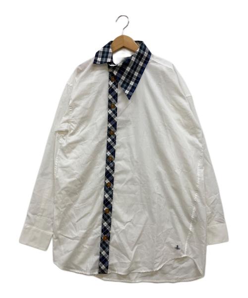 Vivienne Westwood man（ヴィヴィアン ウェストウッド マン）Vivienne Westwood man (ヴィヴィアン ウェストウッド マン) チェックビッグオジークラーシャツ ホワイト サイズ:00 未使用品の古着・服飾アイテム