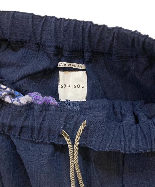 SOU・SOU（ソウソウ）SOU・SOU (ソウソウ) 高島縮和柄ラップイージーパンツ ネイビー サイズ:Ｍの古着・服飾アイテム