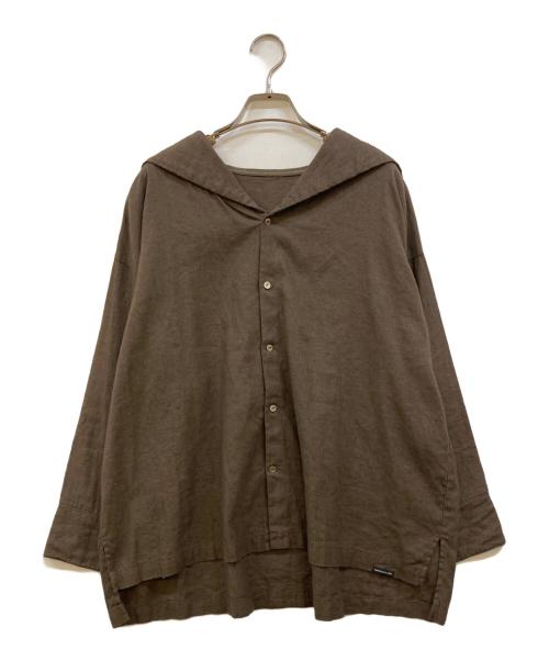 nest Robe（ネストローブ）nest Robe (ネストローブ) 起毛セーラーカラーブラウス ブラウン サイズ:Fの古着・服飾アイテム