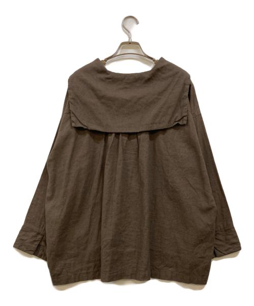nest Robe（ネストローブ）nest Robe (ネストローブ) 起毛セーラーカラーブラウス ブラウン サイズ:Fの古着・服飾アイテム