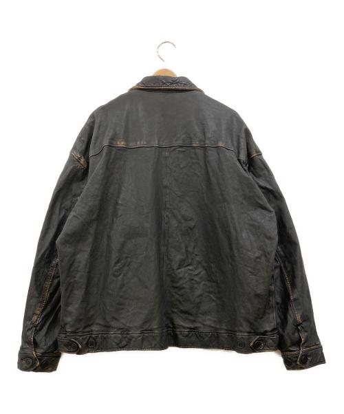 BEAMS（ビームス）BEAMS (ビームス) ワイドフィット ユーズド加工 レザージップブルゾン ブラック サイズ:XLの古着・服飾アイテム