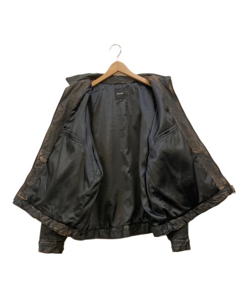 BEAMS（ビームス）BEAMS (ビームス) ワイドフィット ユーズド加工 レザージップブルゾン ブラック サイズ:XLの古着・服飾アイテム