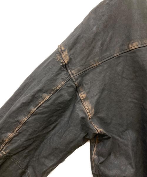 BEAMS（ビームス）BEAMS (ビームス) ワイドフィット ユーズド加工 レザージップブルゾン ブラック サイズ:XLの古着・服飾アイテム