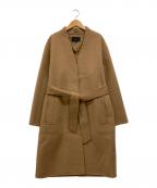 icBアイシービー）の古着「カシミヤ混ベルテッドノーカラーコート」｜ブラウン