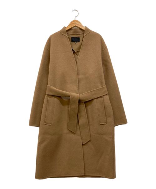 icB（アイシービー）icB (アイシービー) カシミヤ混ベルテッドノーカラーコート ブラウン サイズ:40の古着・服飾アイテム