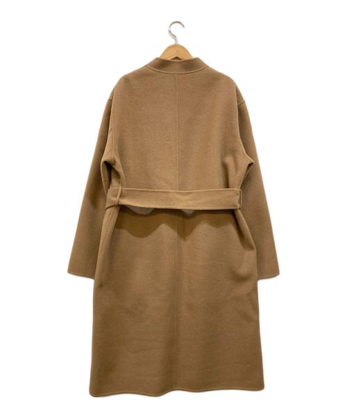 icB（アイシービー）icB (アイシービー) カシミヤ混ベルテッドノーカラーコート ブラウン サイズ:40の古着・服飾アイテム