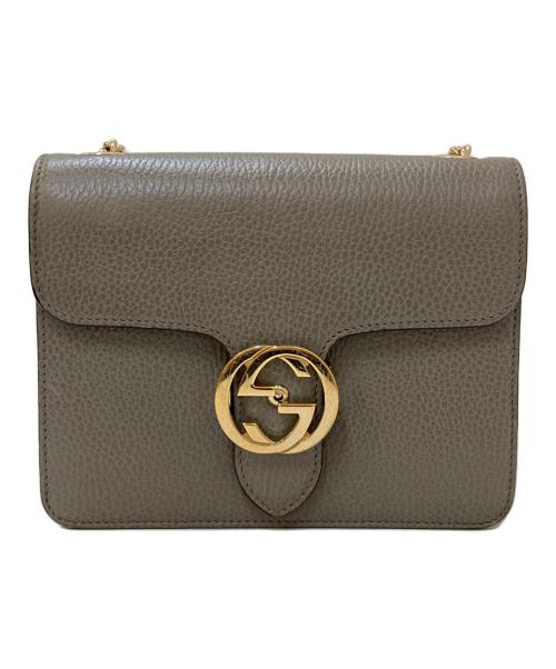 GUCCI（グッチ）GUCCI (グッチ) インターロッキングG チェーンショルダーバッグ グレーの古着・服飾アイテム