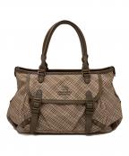 BURBERRY BLUE LABELバーバリーロンドンブルーレーベル）の古着「チェック柄ホースロゴトートバッグ」｜ピンク