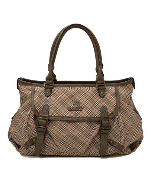 BURBERRY BLUE LABEL（バーバリーロンドンブルーレーベル）BURBERRY BLUE LABEL (バーバリーロンドンブルーレーベル) チェック柄ホースロゴトートバッグ ピンクの古着・服飾アイテム