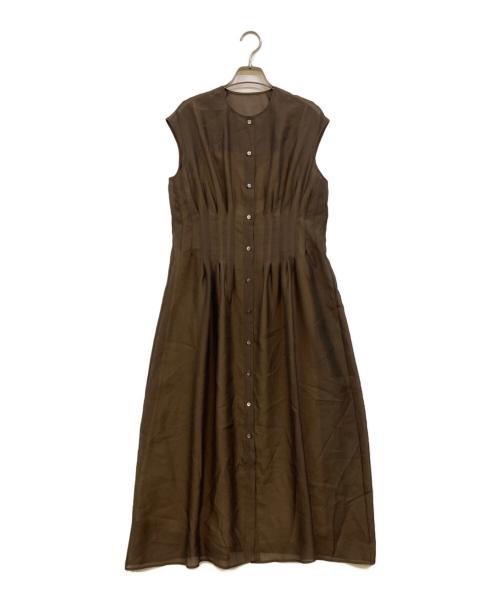 TOMORROW LAND collection（トゥモローランドコレクション）TOMORROW LAND collection (トゥモローランドコレクション) シアーオーガンジー ウエストタックワンピース ブラウン サイズ:Sの古着・服飾アイテム