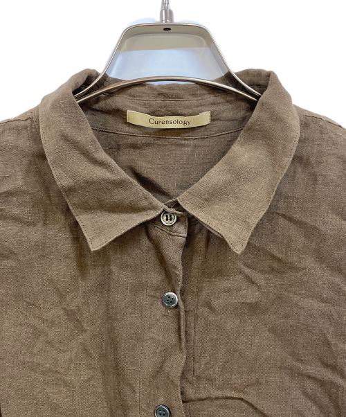 Curensology（カレンソロジー）Curensology (カレンソロジー) リネンドロストシャツ ブラウン サイズ:Fの古着・服飾アイテム