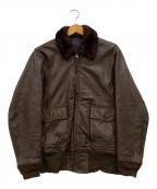 U'S NAVYユーエスネイビー）の古着「推定50's G-1 レザーフライトジャケット」｜ブラウン