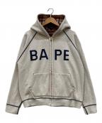 BAPE BY A BATHING APEベイプバイアベイシングエイプ）の古着「ラブジェネチェック リバーシブル ジップアップパーカー」｜グレー