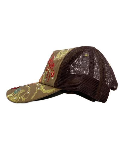 CHRISTIAN AUDIGIER（クリスチャンオードジェー）CHRISTIAN AUDIGIER (クリスチャンオードジェー) タトゥーモチーフ メッシュキャップ ブラウンの古着・服飾アイテム