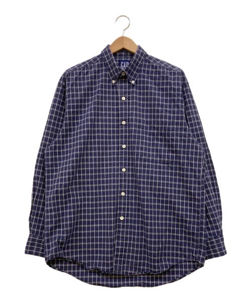 OLD GAP（オールドギャップ）OLD GAP (オールドギャップ) 90's 香港製 コットンチェックシャツ ネイビー サイズ:Mの古着・服飾アイテム