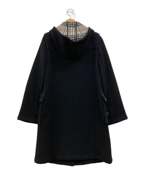 BURBERRY BLUE LABEL（バーバリーロンドンブルーレーベル）BURBERRY BLUE LABEL (バーバリーロンドンブルーレーベル) 裏地チェック メルトンダッフルコート ブラック サイズ:38の古着・服飾アイテム