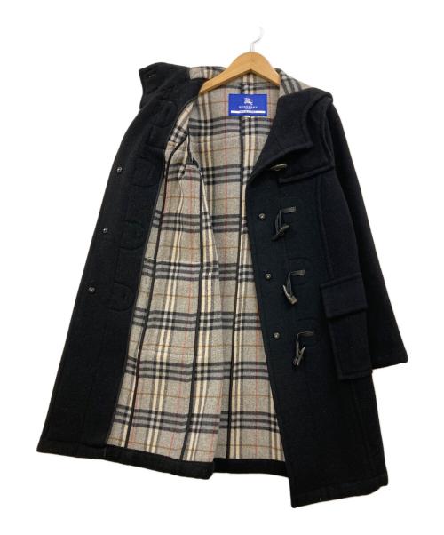 BURBERRY BLUE LABEL（バーバリーロンドンブルーレーベル）BURBERRY BLUE LABEL (バーバリーロンドンブルーレーベル) 裏地チェック メルトンダッフルコート ブラック サイズ:38の古着・服飾アイテム