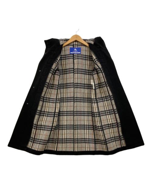 BURBERRY BLUE LABEL（バーバリーロンドンブルーレーベル）BURBERRY BLUE LABEL (バーバリーロンドンブルーレーベル) 裏地チェック メルトンダッフルコート ブラック サイズ:38の古着・服飾アイテム