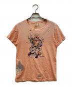 Ed Hardyエド ハーディー）の古着「タトゥーモチーフ ラインストーン Tシャツ」｜ピンク