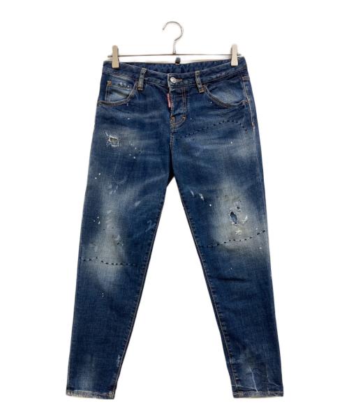 DSQUARED2（ディースクエアード）DSQUARED2 (ディースクエアード) ダメージ加工デニムパンツ インディゴ サイズ:36の古着・服飾アイテム