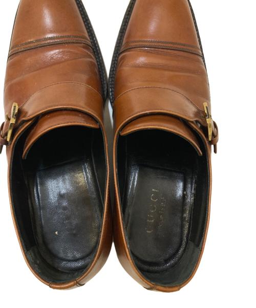GUCCI（グッチ）GUCCI (グッチ) モンクストラップ レザードレスシューズ ブラウン サイズ:41 1/2Eの古着・服飾アイテム