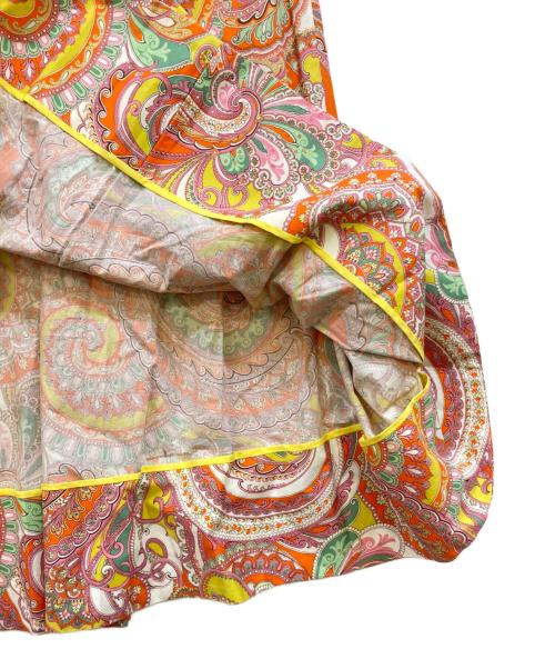 DRAWER（ドゥロワー）DRAWER (ドゥロワー) ペイズリー タックスカート オレンジ×ピンク サイズ:38の古着・服飾アイテム