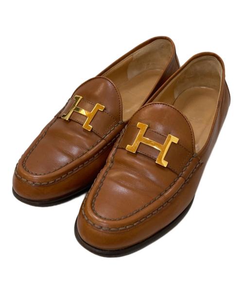 HERMES（エルメス）HERMES (エルメス) コンスタンス Hロゴ ローファー ブラウン サイズ:37 1/2の古着・服飾アイテム