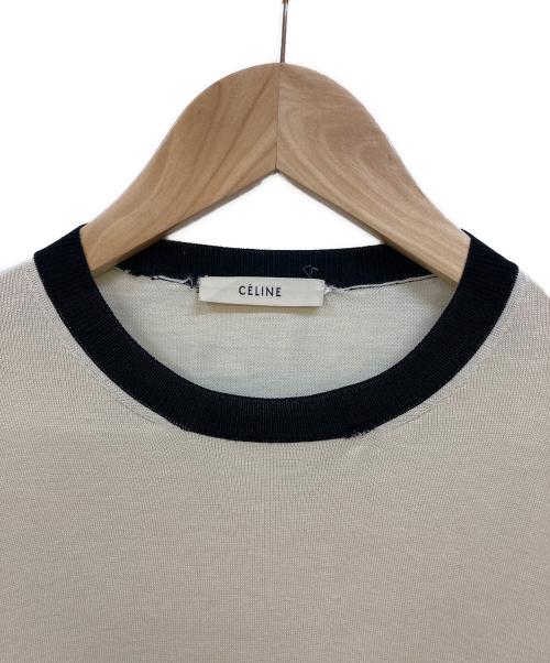 CELINE（セリーヌ）CELINE (セリーヌ) フィービー期 シルクブレンド バイカラーニット ベージュ サイズ:Sの古着・服飾アイテム