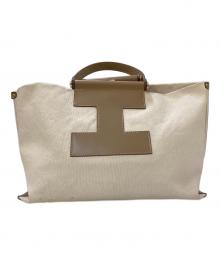 IACUCCI（イアクッチ）の古着「キャンバスソルベット M レザーコンビハンドバッグ」｜ベージュ