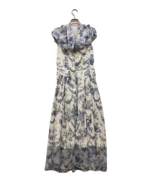 riu（リウ）riu (リウ) TWIST RIBBON TOILE DE JOUY DRESS ブルー サイズ:Fの古着・服飾アイテム