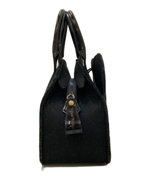 Vivienne Westwood（ヴィヴィアンウエストウッド）Vivienne Westwood (ヴィヴィアンウエストウッド) フエルト ハート型 オーブ ライトメルトンハンドバッグ ブラックの古着・服飾アイテム