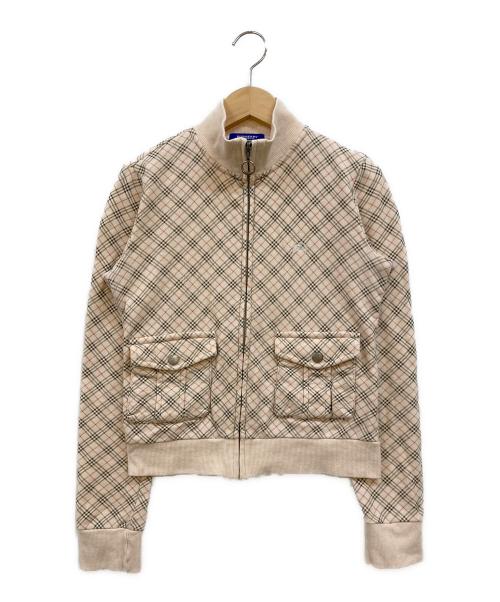 BURBERRY BLUE LABEL（バーバリーロンドンブルーレーベル）BURBERRY BLUE LABEL (バーバリーロンドンブルーレーベル) ノバチェック ジップアップ スウェットトラックジャケット ベージュ サイズ:38の古着・服飾アイテム