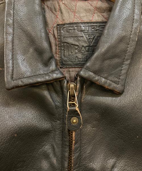 GUESS（ゲス）GUESS (ゲス) ジップアップレザージャケット ブラック サイズ:Sの古着・服飾アイテム