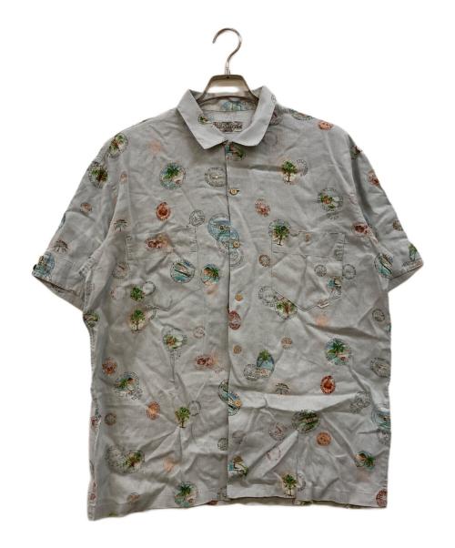 PAPAS ISLAND（パパス アイランド）PAPAS ISLAND (パパス アイランド) オープンカラーリネンシャツ ブルー サイズ:Ｌの古着・服飾アイテム