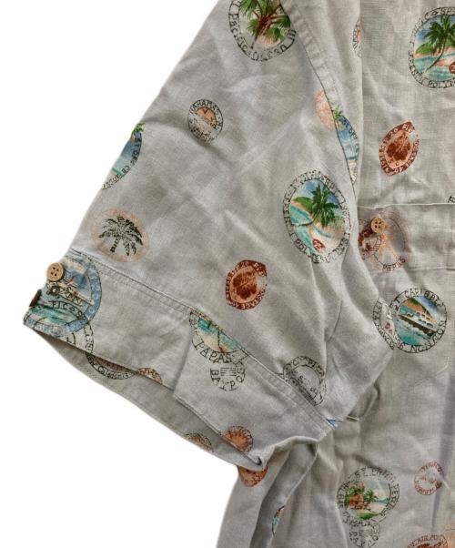 PAPAS ISLAND（パパス アイランド）PAPAS ISLAND (パパス アイランド) オープンカラーリネンシャツ ブルー サイズ:Ｌの古着・服飾アイテム