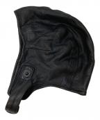 JULIUSユリウス）の古着「レザーフライトキャップ」｜ブラック