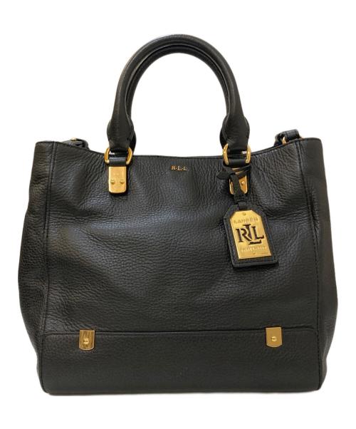 LAUREN RALPH LAUREN（ローレンラルフローレン）LAUREN RALPH LAUREN (ローレンラルフローレン) シボレザー 2WAYショルダーバッグ ブラックの古着・服飾アイテム