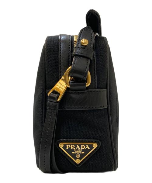 PRADA（プラダ）PRADA (プラダ) リボン キャンバスロゴ ジャガード ショルダーバッグ ブラックの古着・服飾アイテム