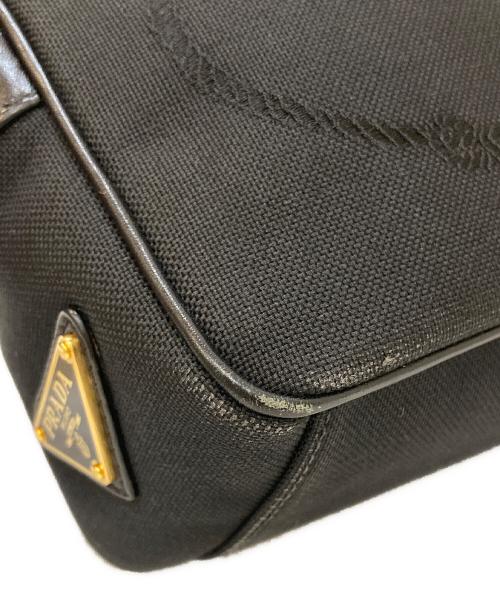 PRADA（プラダ）PRADA (プラダ) リボン キャンバスロゴ ジャガード ショルダーバッグ ブラックの古着・服飾アイテム