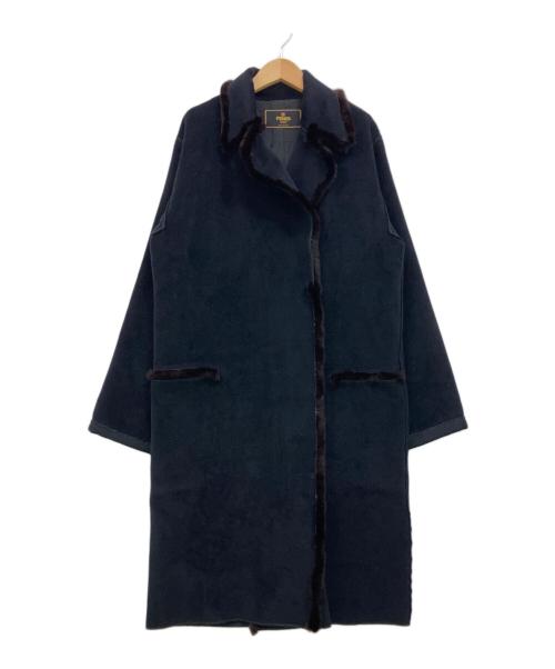 FENDI（フェンディ）FENDI (フェンディ) アンゴラ・カシミヤ混ファー付きコート ブラック サイズ:42の古着・服飾アイテム