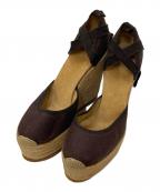 HERMESエルメス）の古着「レースアップウェッジソールパンプス」｜ブラック