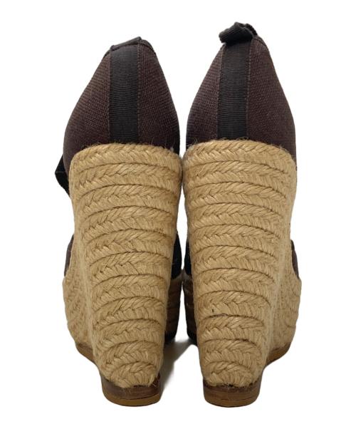 HERMES（エルメス）HERMES (エルメス) レースアップウェッジソールパンプス ブラック サイズ:記載なし(24㎝相当)の古着・服飾アイテム