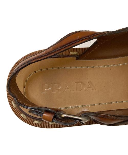 PRADA（プラダ）PRADA (プラダ) コルクウェッジソールサンダル ブラウン サイズ:表記無し(24~25㎝相当)の古着・服飾アイテム