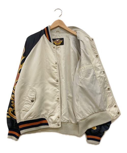 HARLEY-DAVIDSON（ハーレーダビッドソン）HARLEY-DAVIDSON (ハーレーダビッドソン) ファイヤパターンスタジャン ブラック×ライトグレー サイズ:Lの古着・服飾アイテム