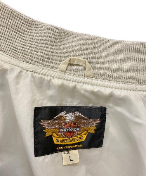 HARLEY-DAVIDSON（ハーレーダビッドソン）HARLEY-DAVIDSON (ハーレーダビッドソン) ファイヤパターンスタジャン ブラック×ライトグレー サイズ:Lの古着・服飾アイテム